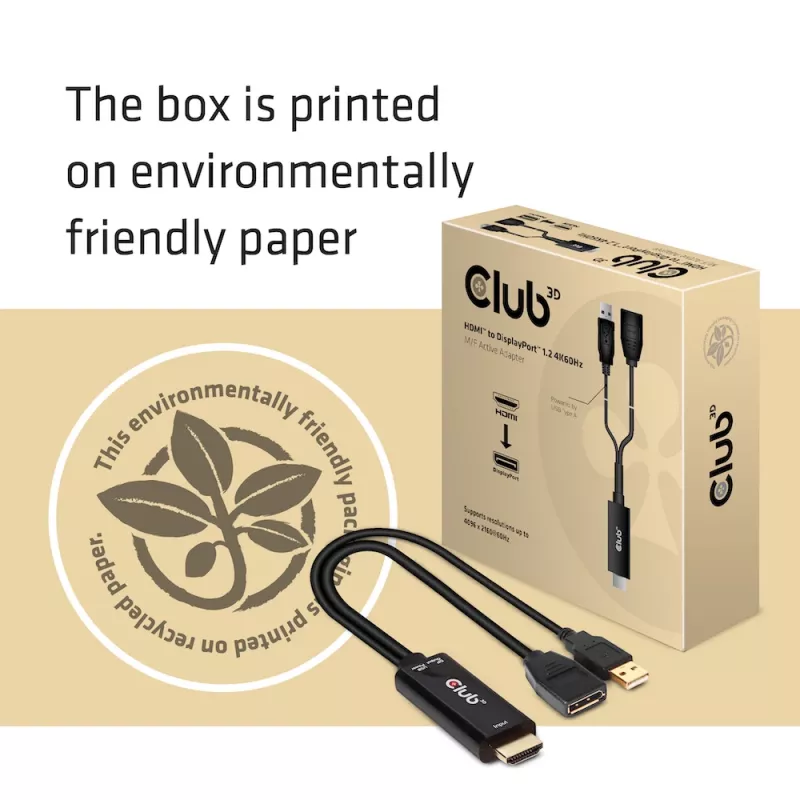 CLUB3D CAC-1331 aktyvus HDMI į DisplayPort adapteris 0,25 m juodas