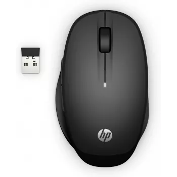 HP Dual Mode Black Mouse 300, dešinei rankai, optinis, RF belaidis, 3600 DPI, juoda