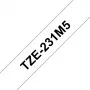 Juosta etikečių spausdinimui Brother TZE-231M5 5 vnt. juoda ant baltos 12 mm x 8 m