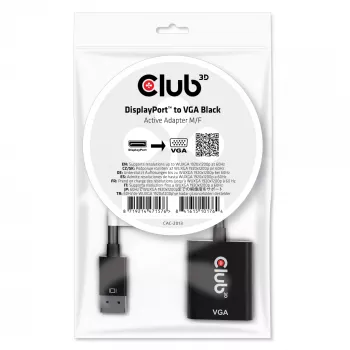 CLUB3D DisplayPort™ į VGA juodas aktyvus adapteris (kištukas / lizdas)