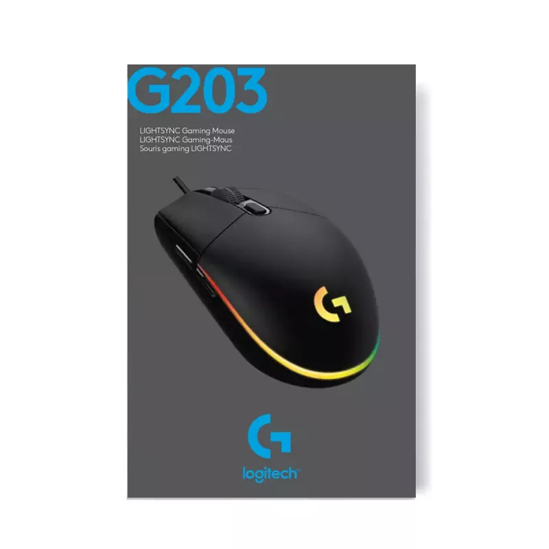 LOGITECH G203 Lightsync žaidimų pelė USB juoda