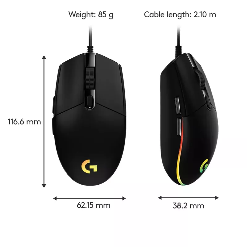 LOGITECH G203 Lightsync žaidimų pelė USB juoda