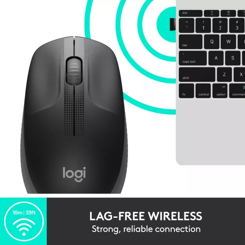 LOGITECH M190 Pilno dydžio belaidė pelė anglies pilka