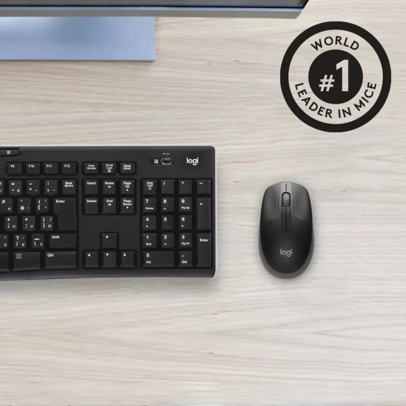 LOGITECH M190 Pilno dydžio belaidė pelė anglies pilka