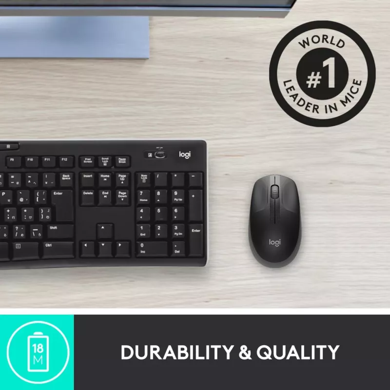 LOGITECH M190 Pilno dydžio belaidė pelė anglies pilka