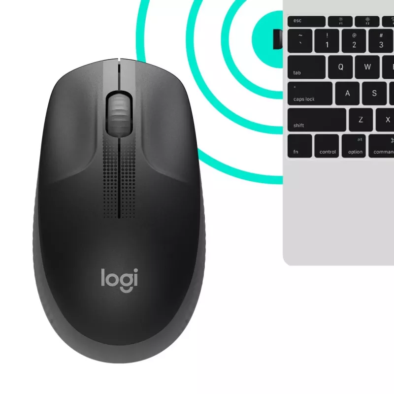 LOGITECH M190 Pilno dydžio belaidė pelė anglies pilka