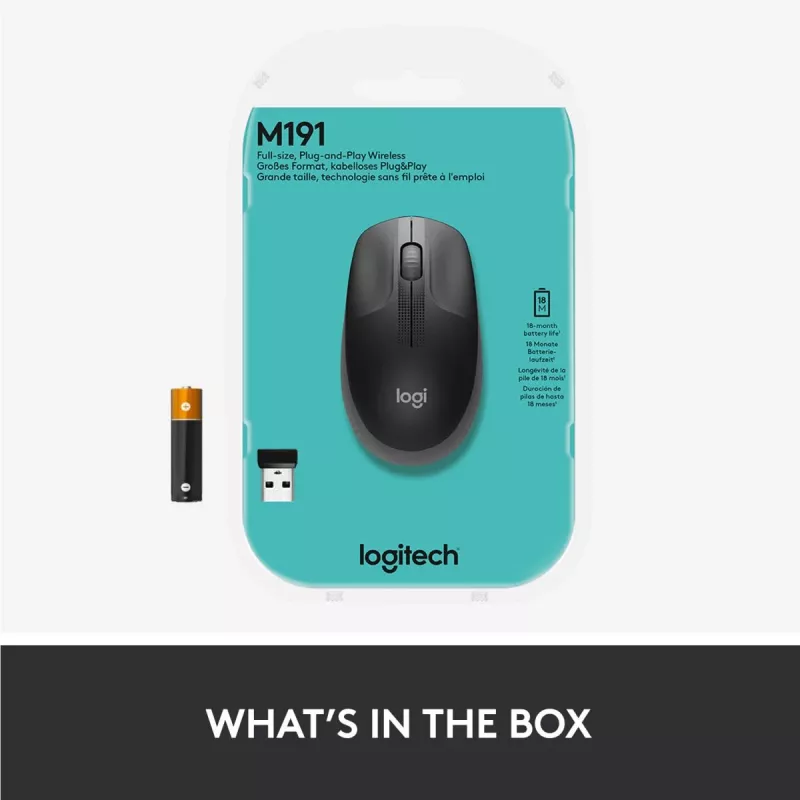 LOGITECH M190 pilno dydžio belaidė pelė vidutinė pilka