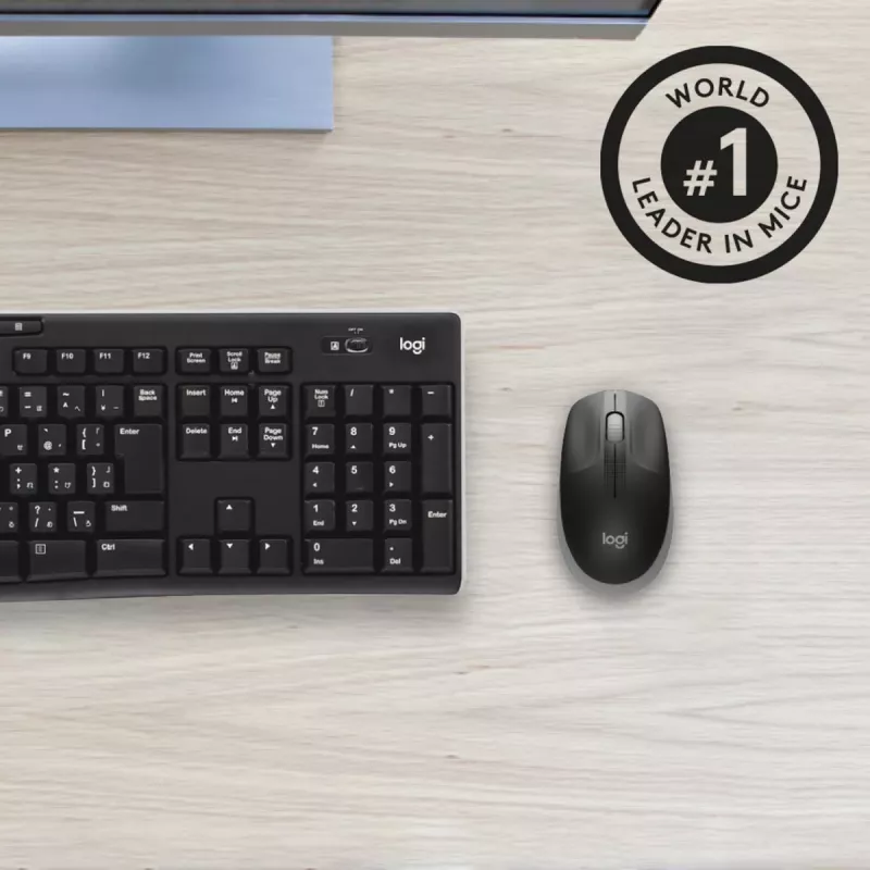 LOGITECH M190 pilno dydžio belaidė pelė vidutinė pilka