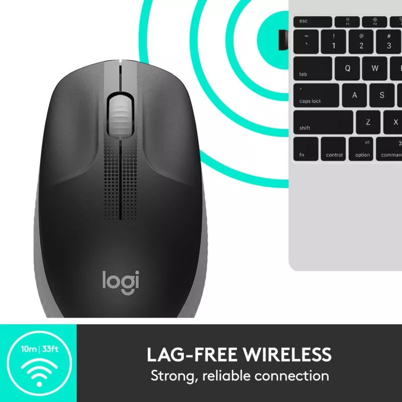 LOGITECH M190 pilno dydžio belaidė pelė vidutinė pilka