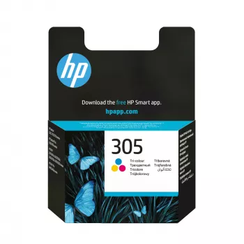HP 305 Tri-color Original rašalo kasetė, žydra, purpurinė, geltona, 1 vnt., 100 puslapių