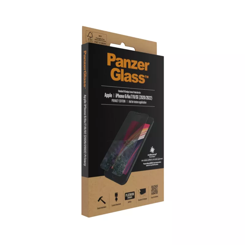PanzerGlass ® Privatumo apsauginis stiklas iPhone SE (2020/2022) | 8 | 7 | 6 | 6s | Standard Fit