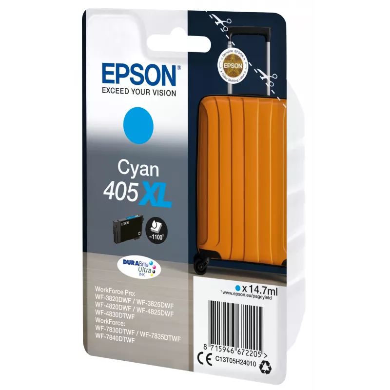 Epson 405XL DURABrite Ultra rašalo kasetė 1 vnt. Originali didelės talpos (XL) ciano spalva