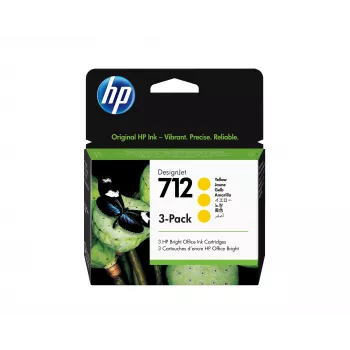 HP 712 3 vnt 29 ml geltona DesignJet rašalo kasetė