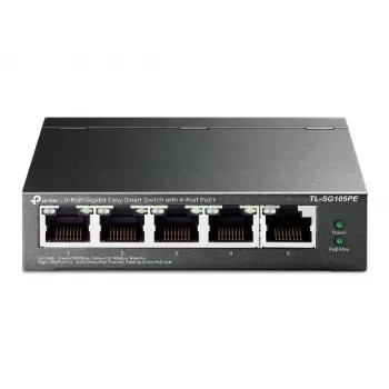 TP-Link TL-SG105PE 5 prievadų Gigabit Easy Smart PoE jungiklis su 4 PoE+ prievadais