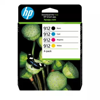 HP 912 originaliniai rašalo kasetės 4 spalvų (juoda, žydra, raudona, geltona) – 4 vnt. pakuotė