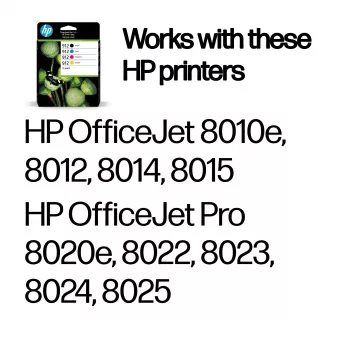 HP 912 originaliniai rašalo kasetės 4 spalvų (juoda, žydra, raudona, geltona) – 4 vnt. pakuotė