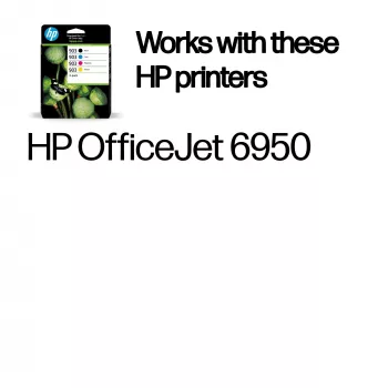 HP 903 4 spalvų (juoda/žydra/rausvai geltona/geltona) originalios rašalo kasetės, 4 vnt.