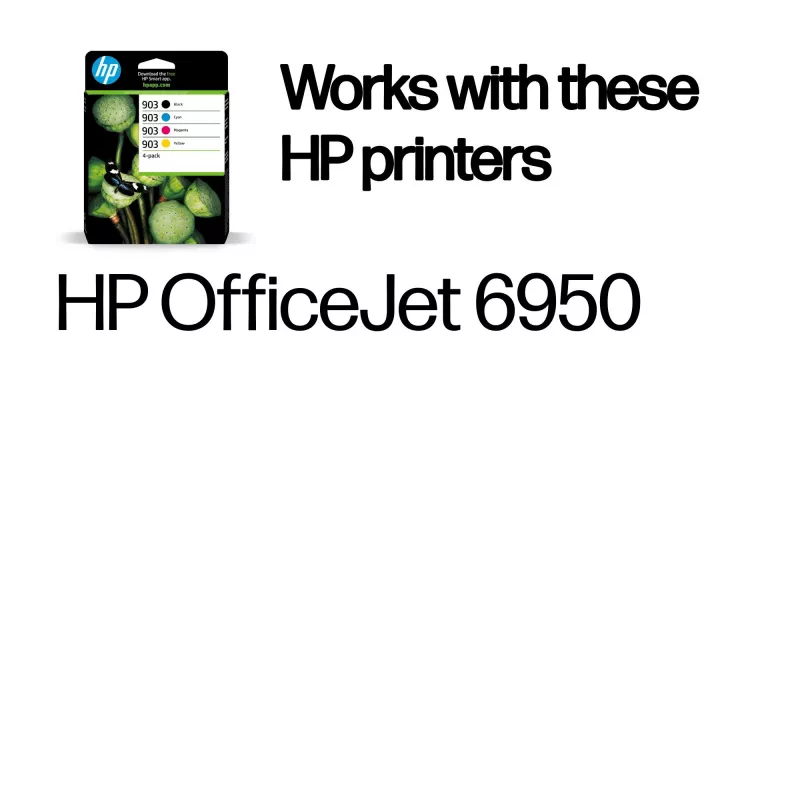HP 903 4 spalvų (juoda/žydra/rausvai geltona/geltona) originalios rašalo kasetės, 4 vnt.