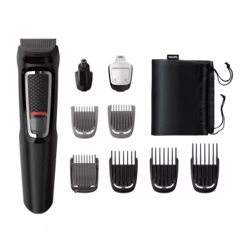 Philips MULTIGROOM Series 3000 9-in-1 MG3740/15 daugiafunkcis kirpimo ir priežiūros prietaisas – NiMH baterija, 60 min veikimo, nerūdijančio plieno peiliukai, 9 šukos, juodas