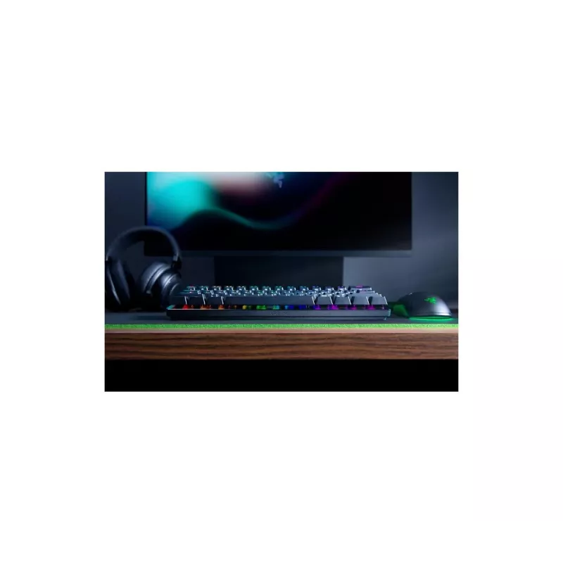 Mechaninė žaidimų klaviatūra Razer Huntsman Mini, 60%, QWERTY US International, optiniai jungikliai, USB, juoda