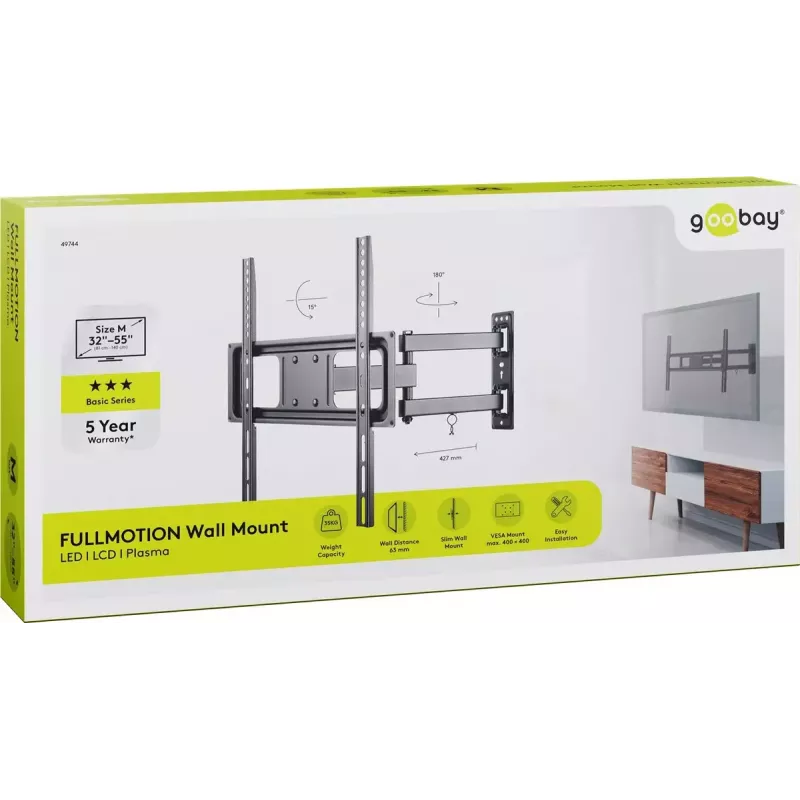 Goobay TV laikiklis sieninis Basic FULLMOTION M 35 kg 32-55 col.