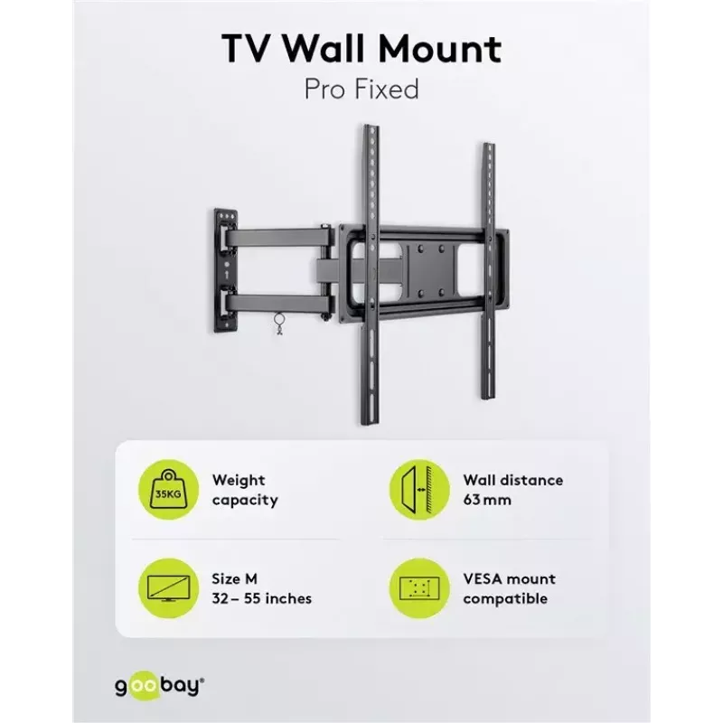 Goobay TV laikiklis sieninis Basic FULLMOTION M 35 kg 32-55 col.