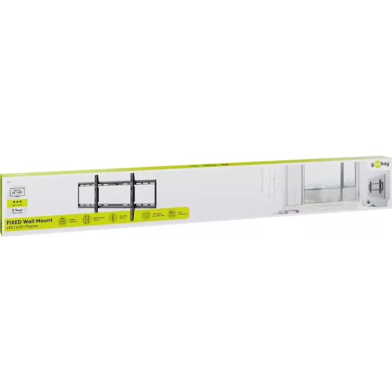 Goobay TV laikiklis prie sienos Basic FIXED XL, maksimali apkrova 75 kg