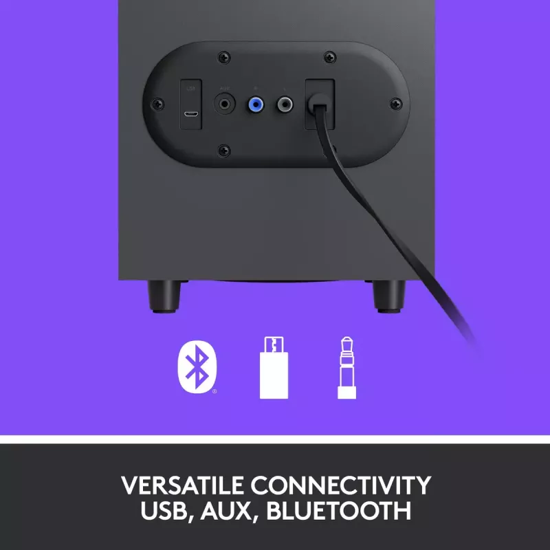 LOGITECH Z407 belaidžiai Bluetooth garsiakalbiai kompiuteriui su žemų dažnių garsiakalbiu ir belaidžiu valdymo ratuku
