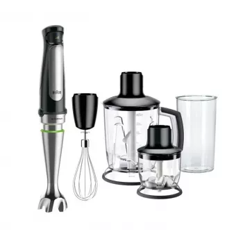 Braun MultiQuick 7 MQ 7045X panardomasis blenderis 1000 W, 1,25 l, juodas, nerūdijantis plienas