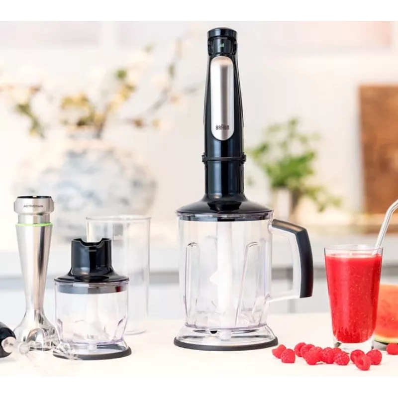 Braun MultiQuick 7 MQ 7045X panardomasis blenderis 1000 W, 1,25 l, juodas, nerūdijantis plienas