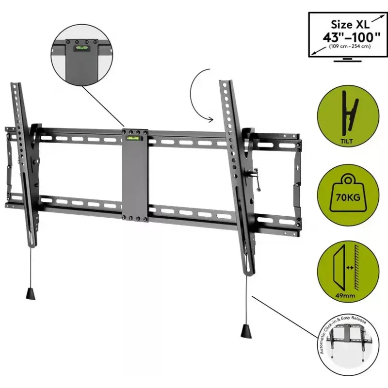 Wentronic Pro TILT (XL) 2.54 m (100 col.) juodas TV laikiklis 70 kg