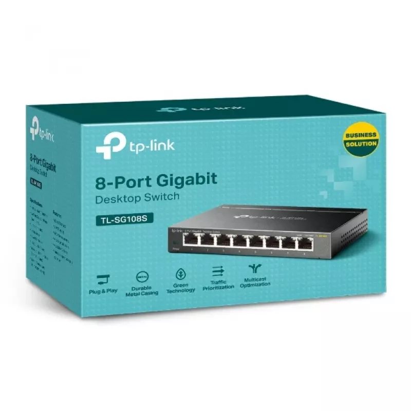 Tinklo jungiklis TP-Link TL-SG108S 8 prievadų 10/100/1000Mbps
