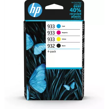 HP 932 juoda / 933 žydra / rausvai raudona / geltona 4 vnt. originalūs kasečiai