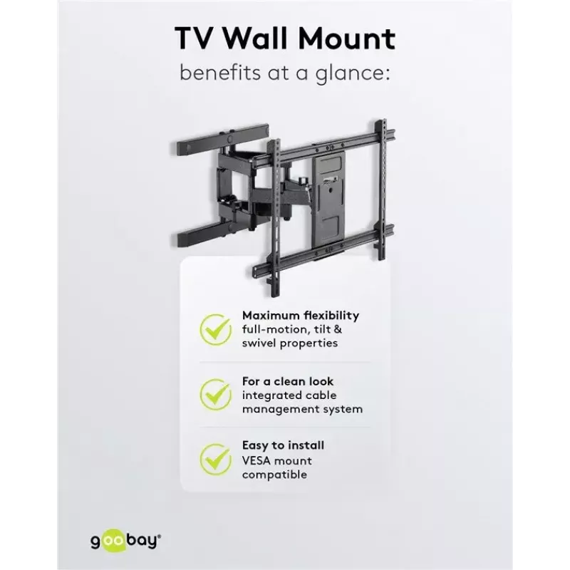 Goobay TV sieninis laikiklis Pro FULLMOTION (L) 60 kg 37-70 colių