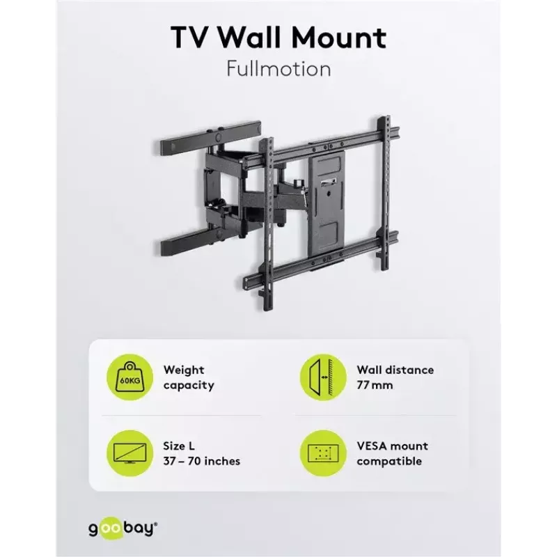 Goobay TV sieninis laikiklis Pro FULLMOTION (L) 60 kg 37-70 colių
