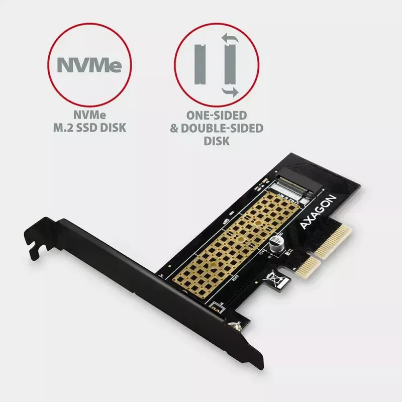 AXAGON ECO PCEM2-N PCIe NVMe M.2 adapteris vidinis PCI-Express x4, skirtas prijungti NVMe M.2 SSD diską prie kompiuterio