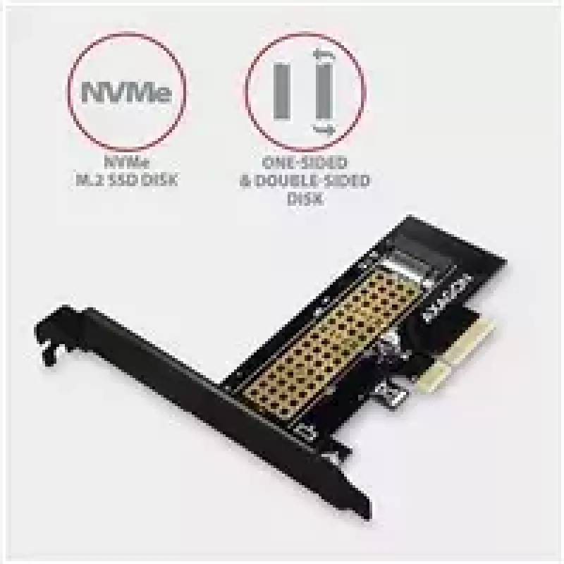 AXAGON ECO PCEM2-N PCIe NVMe M.2 adapteris vidinis PCI-Express x4, skirtas prijungti NVMe M.2 SSD diską prie kompiuterio