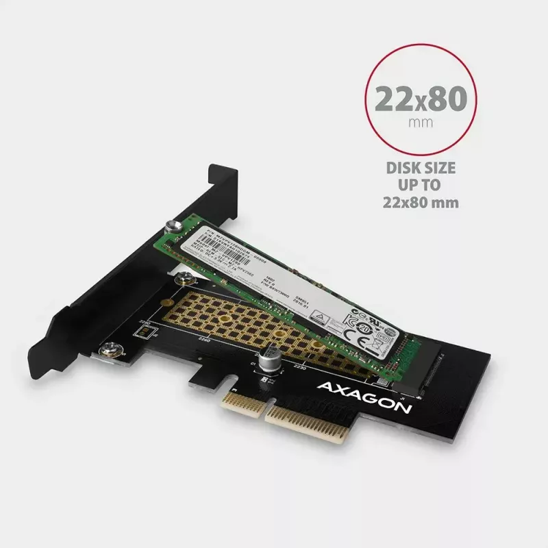 AXAGON ECO PCEM2-N PCIe NVMe M.2 adapteris vidinis PCI-Express x4, skirtas prijungti NVMe M.2 SSD diską prie kompiuterio