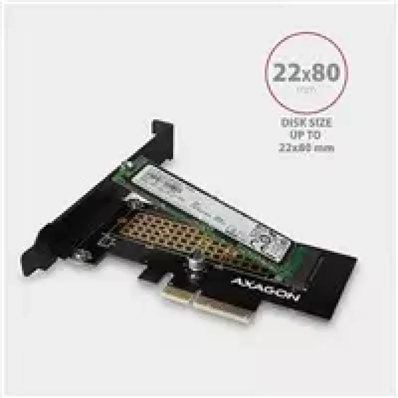 AXAGON ECO PCEM2-N PCIe NVMe M.2 adapteris vidinis PCI-Express x4, skirtas prijungti NVMe M.2 SSD diską prie kompiuterio