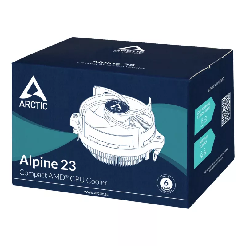 ARCTIC Alpine 23 – kompaktiškas AMD procesoriaus aušintuvas (9 cm, aliuminis, juodas)