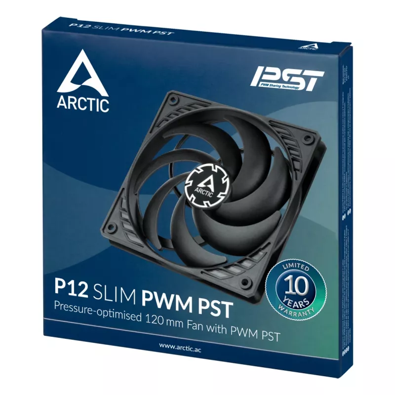 ARCTIC P12 Slim PWM PST slėgiui optimizuotas 120 mm PWM ventiliatorius su integruotu Y-kabeliu