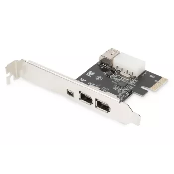 DIGITUS IEEE 1394a sąsajos plokštė, PCI-E, 3 prievadai: 1x išorinis 1394mini, 2x išoriniai 1394a