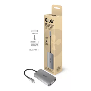 CLUB3D USB3.2 Gen1 Type-C į DVI-D Dual Link aktyvus adapteris (HDCP išjungta) Apple Cinema ekranams