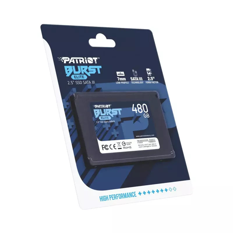 PATRIOT Burst Elite PBE480GS25SSDR 480GB SATA III 2.5 colio SSD – 450 MB/s skaitymas, 320 MB/s rašymas