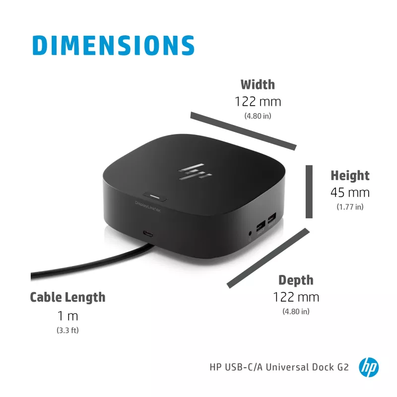 HP USB-C Dock G5, laidinis, USB 3.2 Gen 1 (3.1 Gen 1) Type-C, juodas