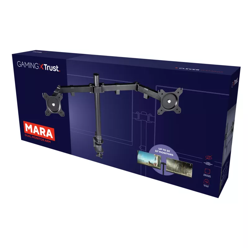 Dvigubas monitoriaus laikiklis Trust GXT 1120 Mara 81,3 cm (32 col.) stalas juodas