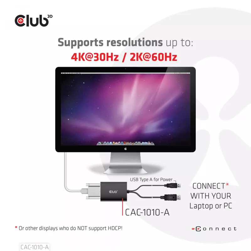 Aktyvus adapteris DisplayPort į Dual Link DVI-D CLUB3D CAC-1010-A, DisplayPort į DVI-D + USB, 0,6 m