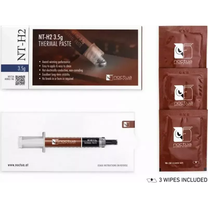 Termopasta Noctua NT-H2 šilumai laidus mišinys 3,5 g – pilka, -50–200 °C