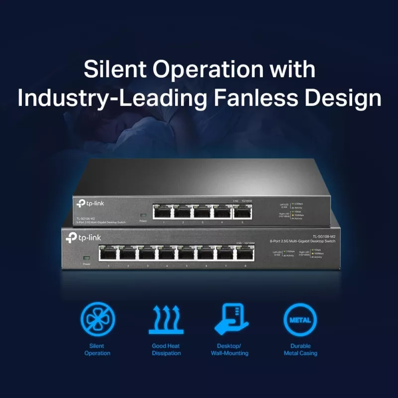 Nevaldomas jungiklis TP-Link TL-SG108-M2 8 prievadų 2,5G stalinis