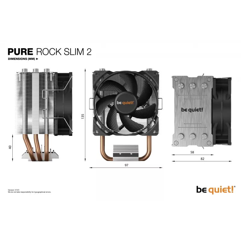 be quiet! PURE ROCK SLIM 2 procesoriaus aušintuvas 9,2 cm sidabrinis 1 vnt.